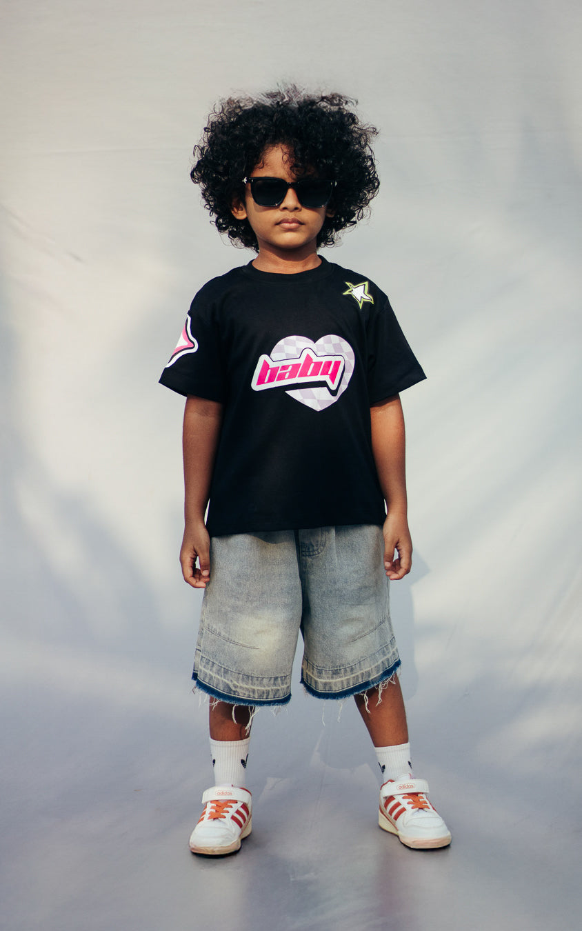 Lil Rebel Tee – Kids Unisex Loose Fit | Black