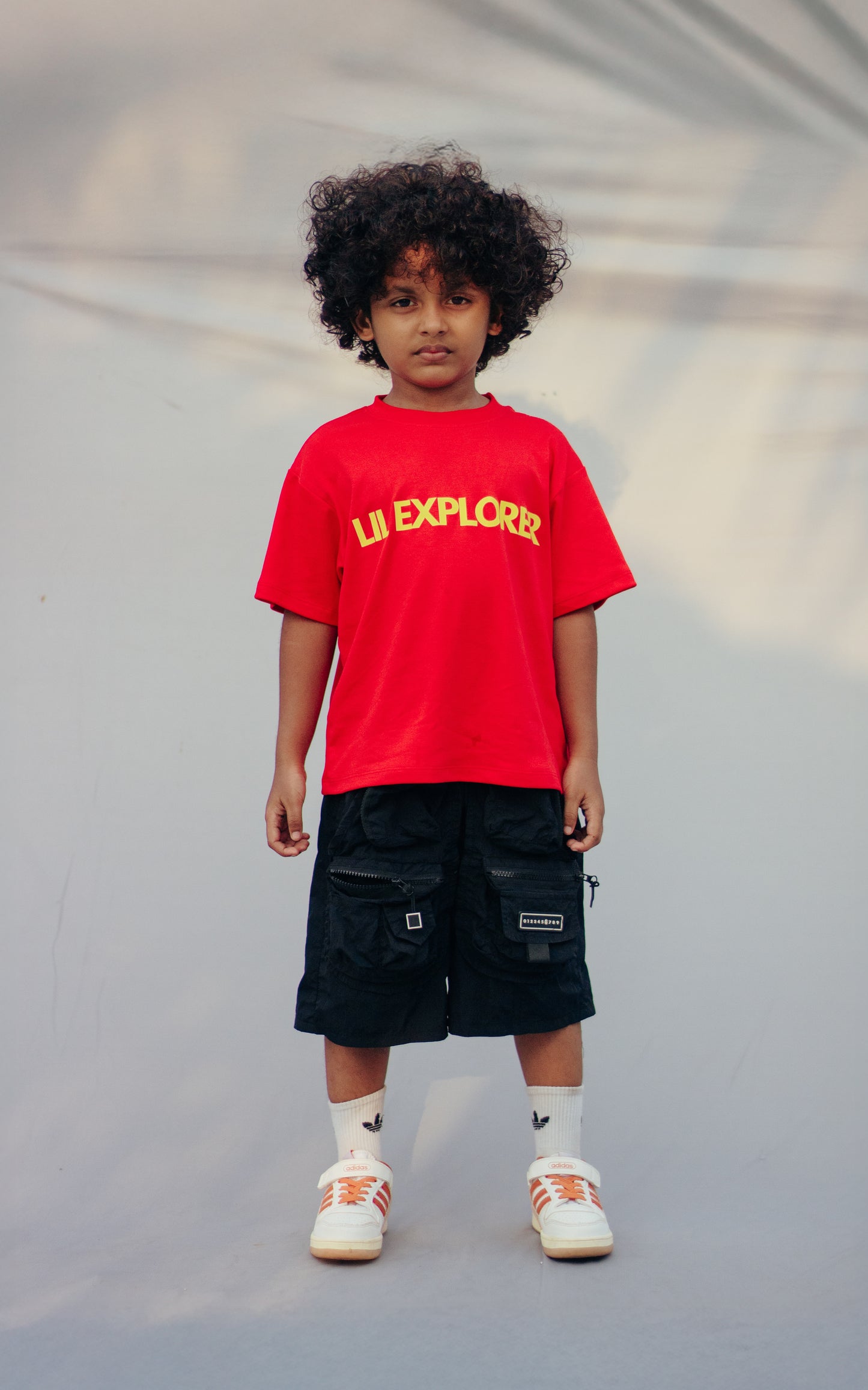 Lil Explorer Tee – Kids Unisex Loose Fit | Red